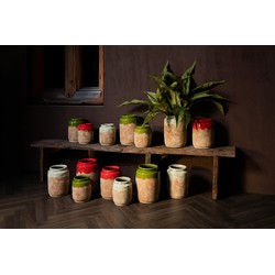 PTMD Bloempot Breffni - 17x17x20 cm - Terracotta - Blauw