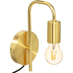Atmosphera wandlamp 12 x 25 cm - goud kleur - E27 fitting - muur montage - metaal - Wandlampen