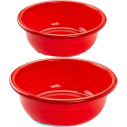 Voordeel set multi-functionele kunststof afwas teiltjes rood in 2-formaten - Afwasbak
