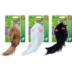 Katten-speelgoed muis langharig staart 16cm