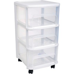 Ladenkast organizer wit A4 3x lades met wieltjes L32 x B37 x H61 cm - Ladeblok