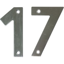 AMIG Huisnummer 17 - massief Inox RVS - 10cm - incl. bijpassende schroeven - zilver - Huisnummers
