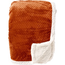 Dutch Decor CODY - Plaid 150x200 cm - fleece deken met sherpa voering - Potters Clay - oranje terra - Dutch Decor