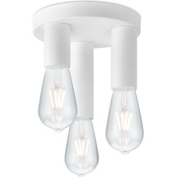 Moderne LED Plafondlamp Marna - Wit - Rond - 19/19/16.5cm - geschikt voor E27 fitting - 3 lichts Plafondlamp gemaakt van metaal