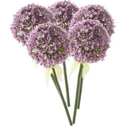 Kunstbloem Sierui / Allium - 5x - lila paars - steel van 70 cm - Kunstbloemen