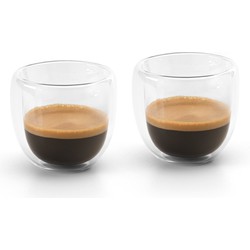 Set van 4x Koffie/espresso glazen dubbelwandig 75 ml - transparant - Koffie- en theeglazen