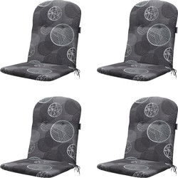 Madison -  Kuipstoelkussen Hoge Rug Circle grey - Ca. 96x45 cm - Set van 4
