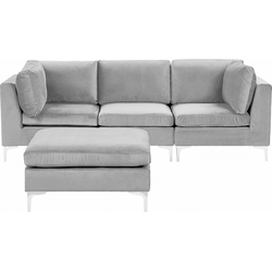 Beliani EVJA - Modulaire Sofa-Grijs-Fluweel