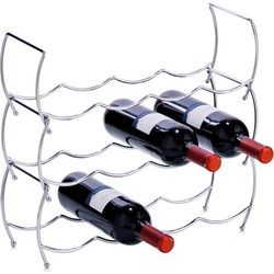 1x Zilver chroom wijnflesrek/wijnrekken stapelbaar voor 12 flessen 42 x 40 cm - Wijnrekken