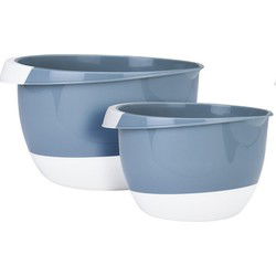 Set van 2x mengkommen/roerkommen kunststof turquoise blauw 2L en 3,5L - Saladeschalen