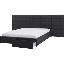 MILLAU  - Tweepersoonsbed - Donkergrijs - 160 x 200 cm - Polyester