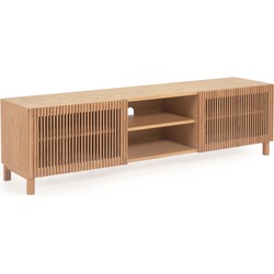 Kave Home - Beyla TV-meubel met 2 deuren in massief hout en eikenfineer, 180x49,5 cm 100% FSC