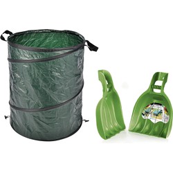 2 stuks kunststof bladgrijpers/handharken 39 cm met tuinafvalzak 130L voor tuinafval/bladeren - Harken