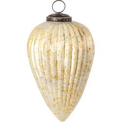 Clayre & Eef Kerstbal Wit Geel Glas
