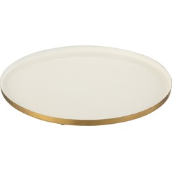 J-line - Plateau Rond Metaal Wit/goud - 41x41x1.5cm