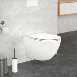 Spoelrandloze wand Hangtoilet in keramiek Zacht-Sluiten-Wit