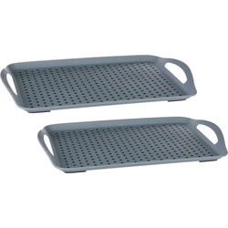 2x stuks dienbladen/serveerbladen antislip rechthoekig 45 x 32 cm grijs - Dienbladen