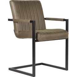 LABEL51 Eetkamerstoel Milo - Army green - Microfiber - Black Frame