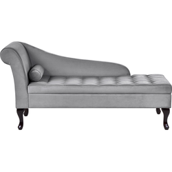 Beliani PESSAC - Chaise longue-Grijs-Fluweel