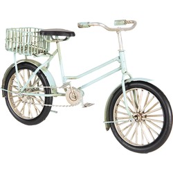 Clayre & Eef Decoratie Miniatuur Fiets 23x7x13 cm Blauw Ijzer Kunststof Miniatuur Fiets