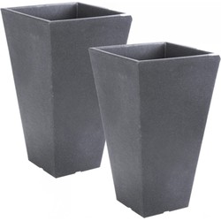 2x stuks antraciet grijze bloempot/plantenpot 35 cm - Plantenpotten