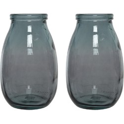 3x stuks grijze vazen/bloemenvazen van gerecycled glas 18 x 28 cm - Vazen