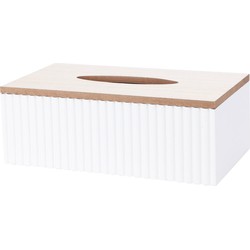 Tissuedoos/tissuebox Athena - wit - rechthoekig - mdf hout - 23 x 12 x 9 cm - Tissuehouders