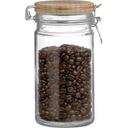 Urban Living Weckpot/inmaakpot - 1L - glas - met beugelsluiting - bamboe deksel - Weckpotten