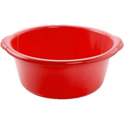 Set van 2x stuks kunststof teiltjes/afwasbakken rond 10 liter rood - Afwasbak
