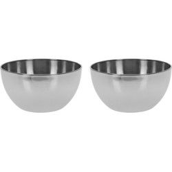 4x stuks salade of desert serveerschaaltjes/kommetjes RVS 13 cm - Saladeschalen