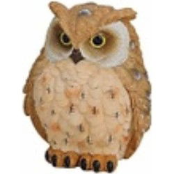 Decoratie uil - lichtbruin - polystone - 11 cm - uilen beeldje - Beeldjes