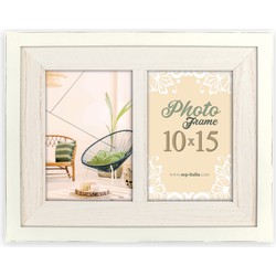 Fotolijst hout wit geschikt voor twee foto van 10 x 15 cm - Fotolijsten