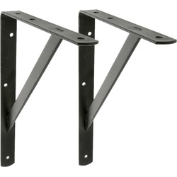AMIG Plankdrager/planksteun van metaal - 2x - gelakt zwart - H400 x B275 mm - Tot 225 kg - Plankdragers