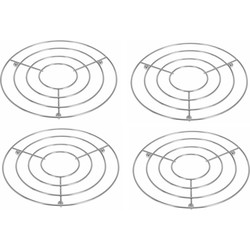 4x Pannen onderzetter rond verchroomd metaal - Panonderzetters