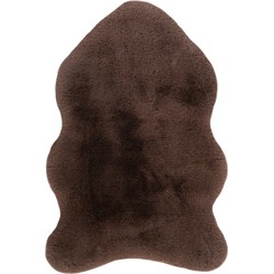 Tapijtenloods Heaven Shape - Hoogpolig Vacht - Soft Touch Effen - Donker Taupe- 60x90 CM