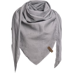 Knit Factory Jill Gebreide Omslagdoek - Driehoek Sjaal Dames - Taupe - 190x85 cm