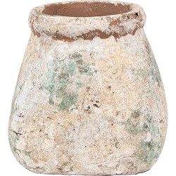 Clayre & Eef Bloempot 14x14x13 cm Beige Groen Terracotta