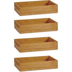 4x kinvara kast/lade/make-up sorteer organizer - bamboe - 23 x 15 x 5 cm - Make-up dozen