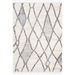 Safavieh Moroccan Shaggy Indoor Woven Area Rug, Berber Fringe Shag Collection, BFG628, in Cream & Blue, 122 X 183 cm