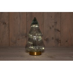 B.O.T. Tree Glass 15X28,5 cm Grey With Golden Base 10Led - Anna's Collection