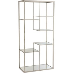 J-line - Rek 5 Legplanken Metaal/glas Zilver - 177x42.5x82cm