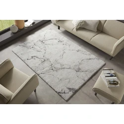 Hoogpolig vloerkleed - Marmer Design - Crème / Grijs - 120 X 170 CM