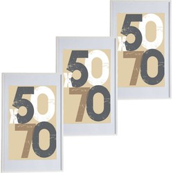3x stuks houten fotolijst wit geschikt voor een foto van 50 x 70 cm of 60 x 90 cm - Fotolijsten
