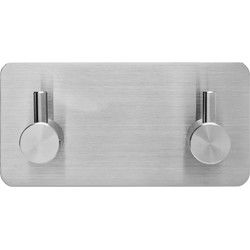 XIVADA Handdoekhaken Duo - Rvs - Plakstrip - Zilver - 2 in 1