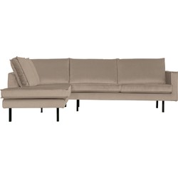 BePureHome Rodeo Hoekbank Links - Velvet - Khaki - 85x266x86/213