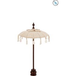 J-line - Parasol+voet Kwastjes/schelpen Beige Hout Donker Bruin Small - 57x57x90cm