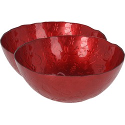 2x stuks glazen decoratie schalen/fruitschalen rood rond D28 x H11,5 cm - Fruitschalen
