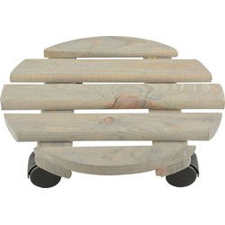 Esschert Design Plantentrolley - op zwenkwielen - hout - 28 cm - tot 100 kg - Planten onderzetter