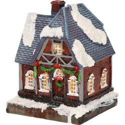 1x Verlichte kerstdorp huisjes/kersthuisjes 13,5 cm - Kerstdorpen