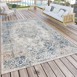 Laagpolig Vintage Maberia Vloerkleed - Blauw - 120x160 cm
